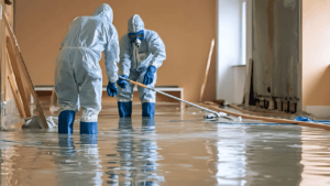 une équipe de nettoyage qui nettoie un sinistre